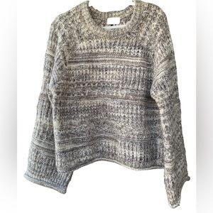 Chunky Knit Universal Thread Raglan Bell Sleeve Grey Blend Sweater